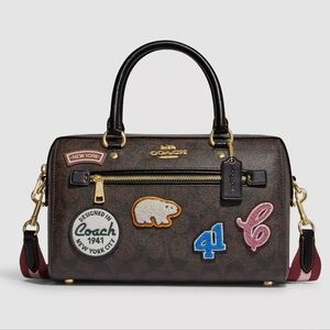 Coach Rowan Satchel In Signature Canvas With Ski Patches